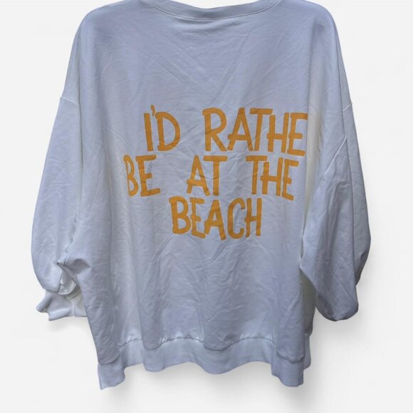 Wren + Glory Beach Time Hand Painted Pullover Sweatshirt NEW W/ TAG Ivory - Picture 1 of 7